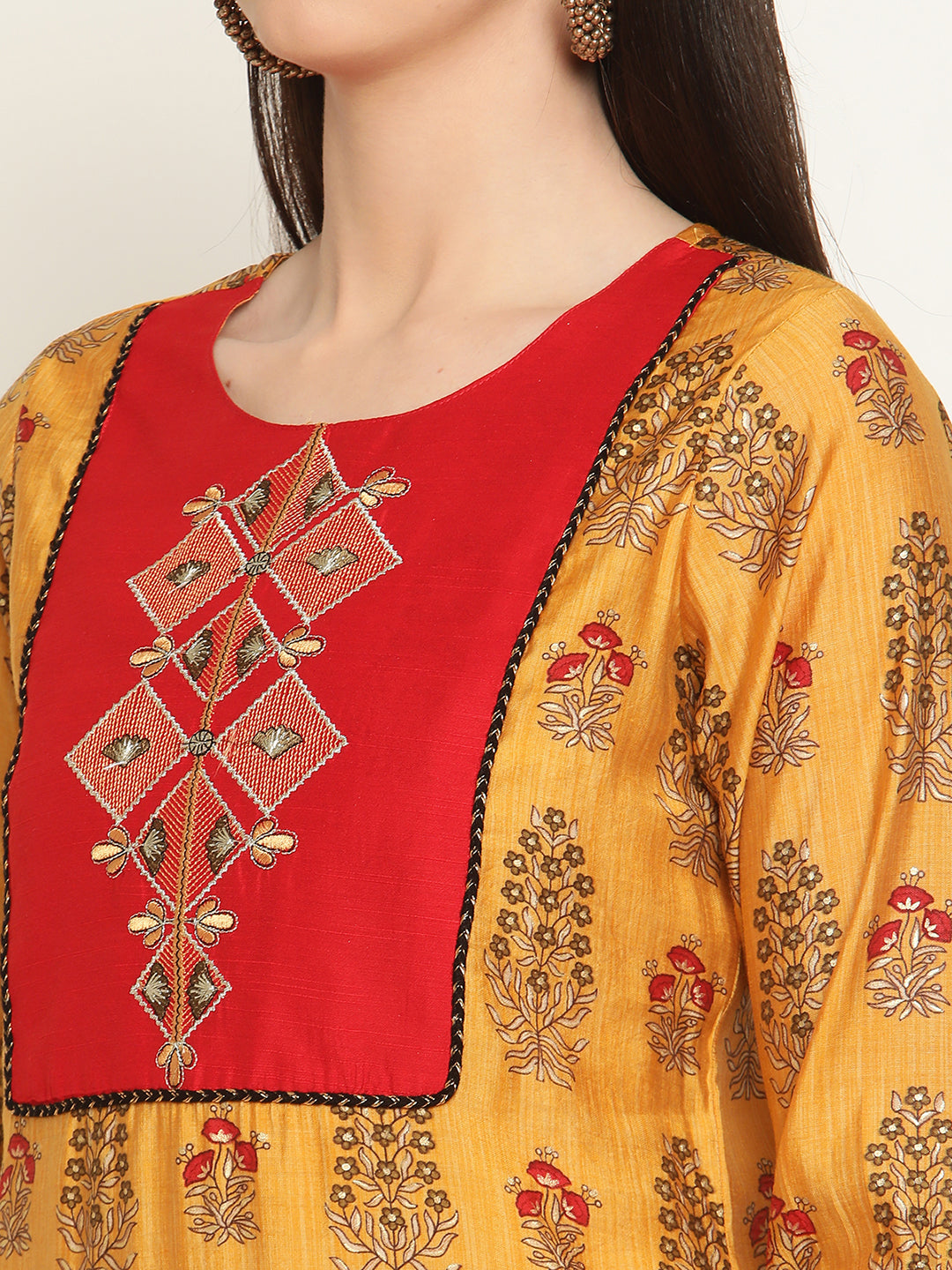 Be Indi Women Embroidered Patch Work Kurta With Pant & With Dupatta