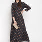 Be Indi Navy Blue & Pink Floral Ethnic Maxi Dress