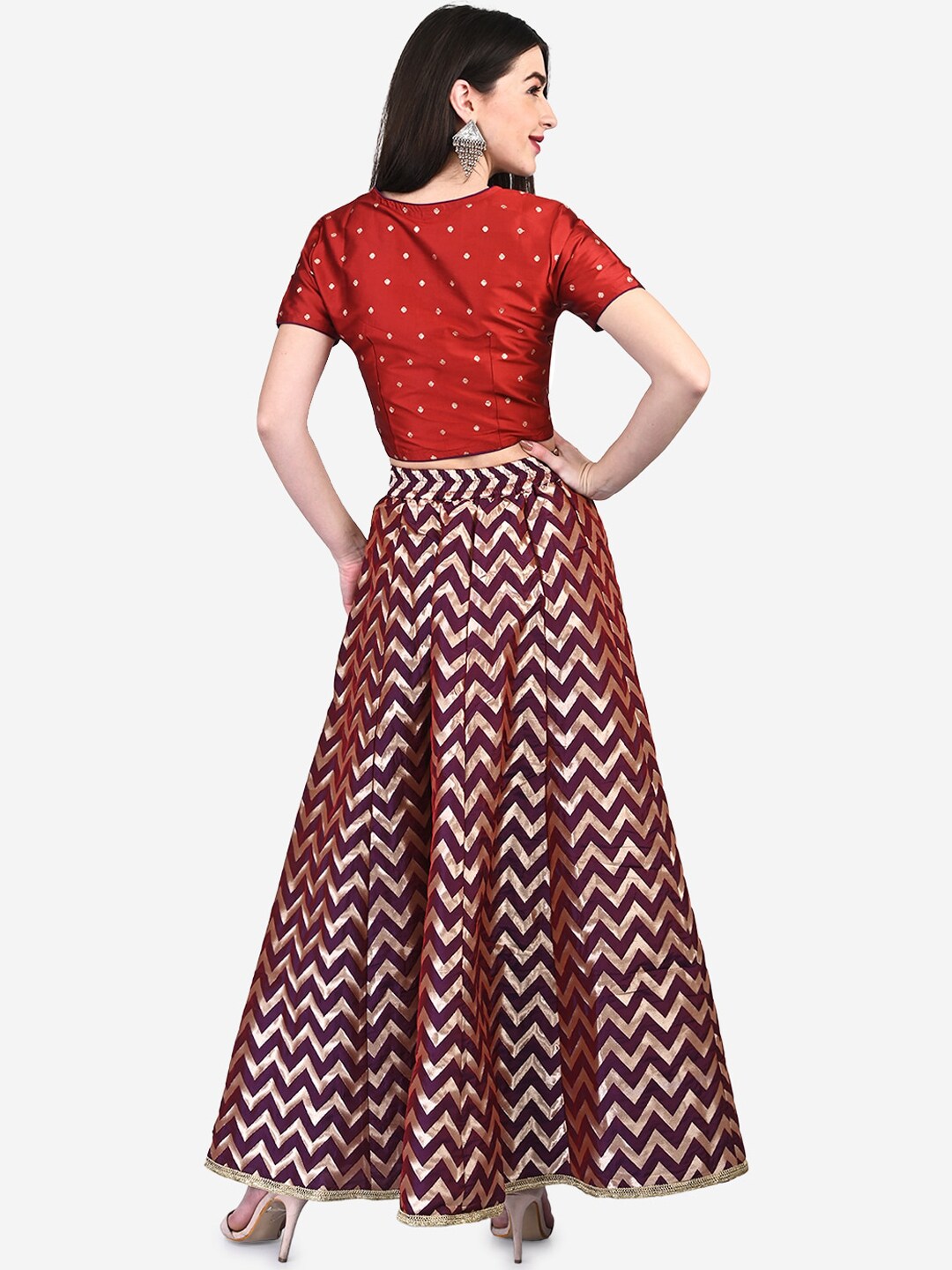 Be Indi Red Ready to Wear Lehenga with Blouse
