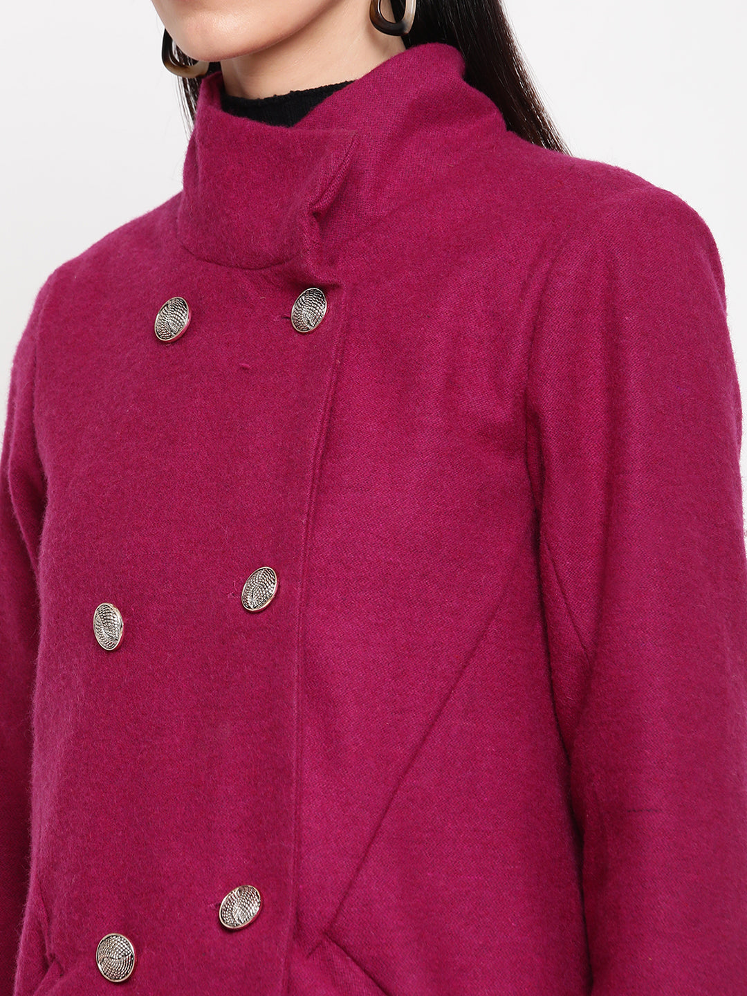 Be Indi Women Fuchsia Trench Winter Overcoat