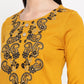 Be Indi Women Winter Daffodil Mustard Embroidered Yoke Design  Straight Kurta With Trouser & Dupatta