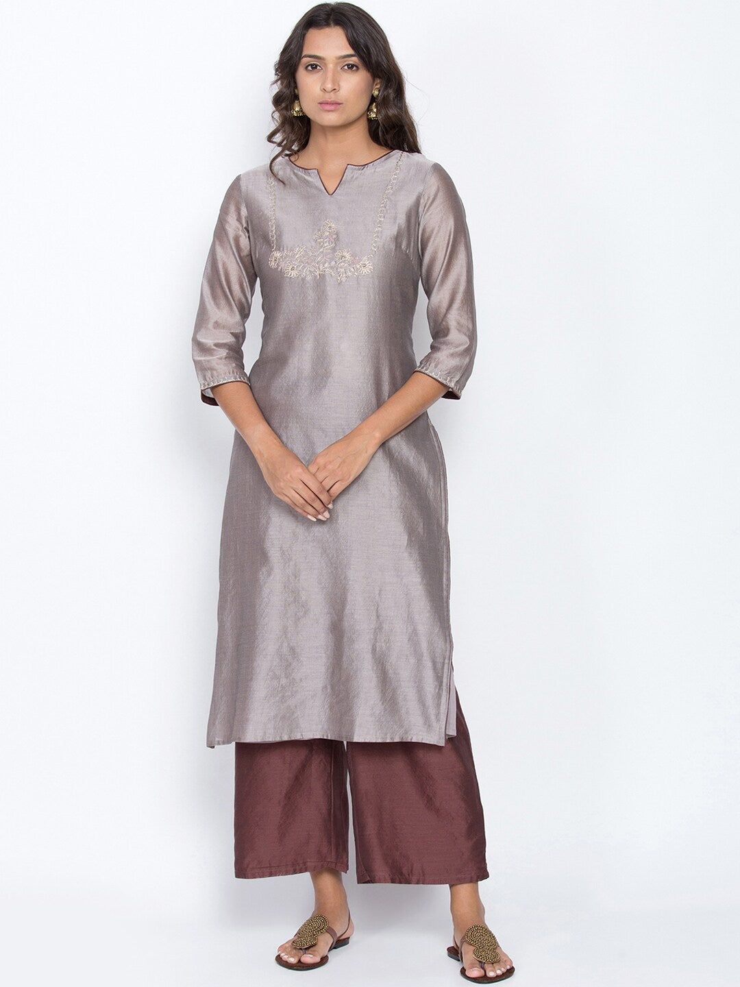 BeIndi Women Grey & Brown Kurta Sets