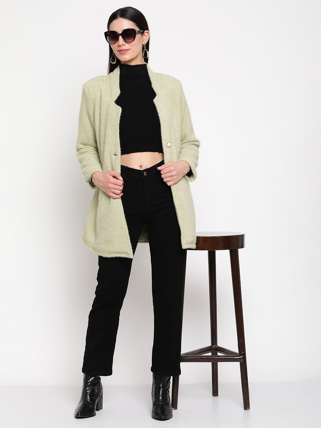 Be Indi Women Green Winter Overcoat
