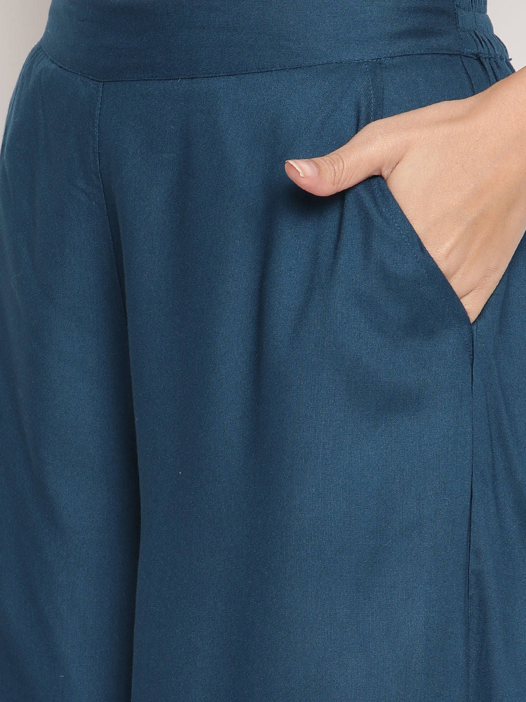 Be Indi Women Navy Blue Flared Ethnic Palazzos