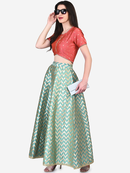 Be Indi Peach-Coloured Ready to Wear Lehenga with Blouse