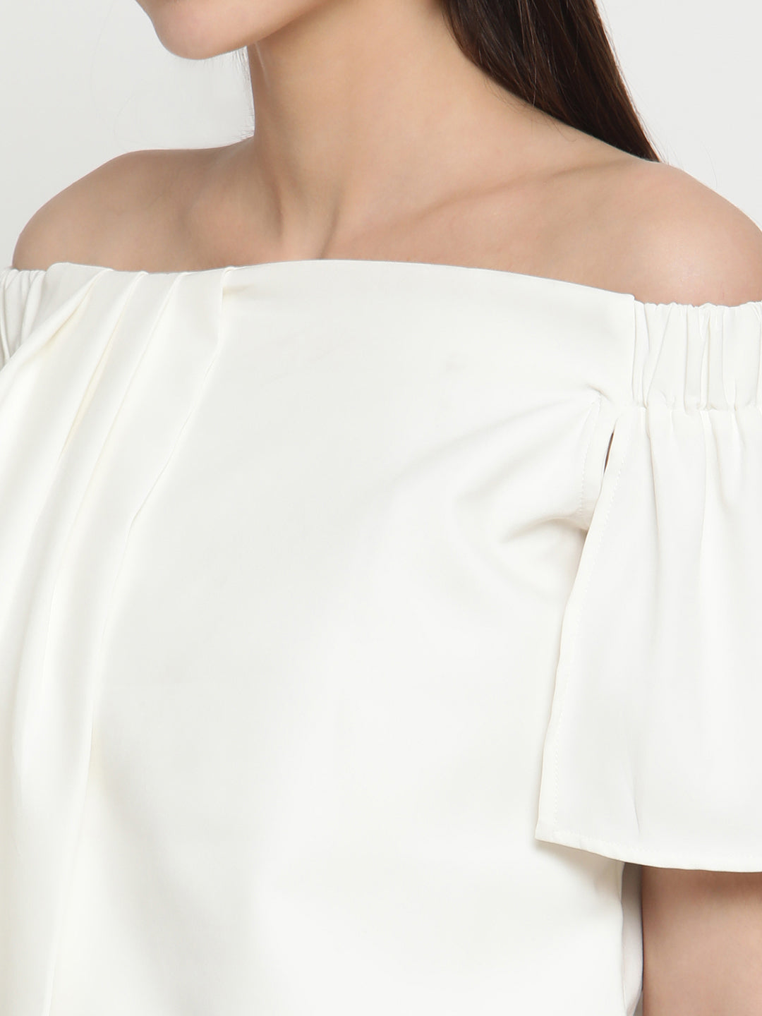 BeIndi Women White Solid Off Shoulder Top