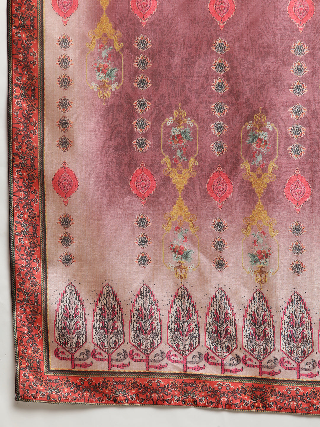 Be Indi Women Knited Fuchsia Patch Work Kurta with Dupatta