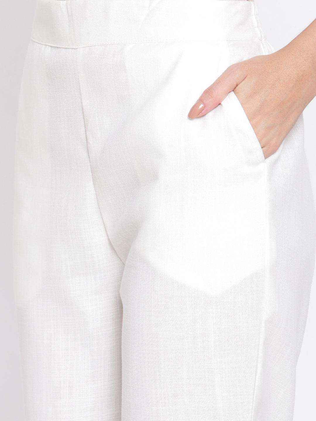 Be Indi Women Off White Original Straight Fit Trousers