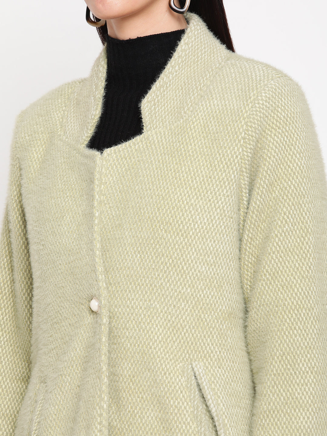 Be Indi Women Green Winter Overcoat