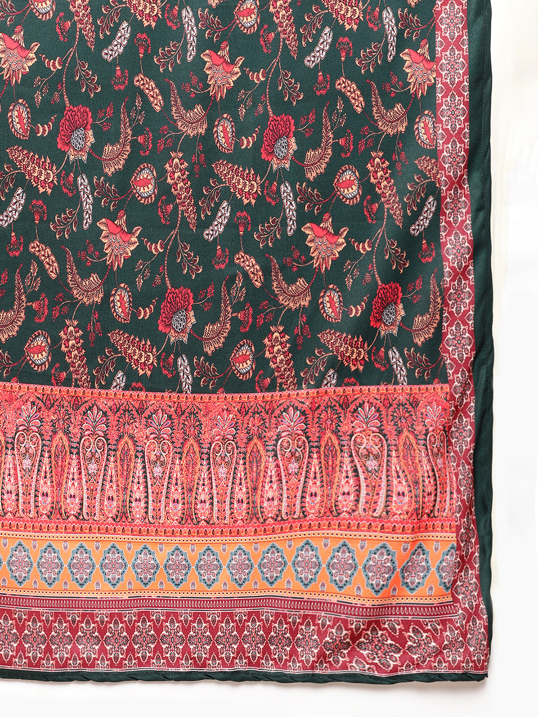 Be Indi Women Winter Daffodil Maroon Printed Straight Kurta With Trouser & With pashmina Dupatta.