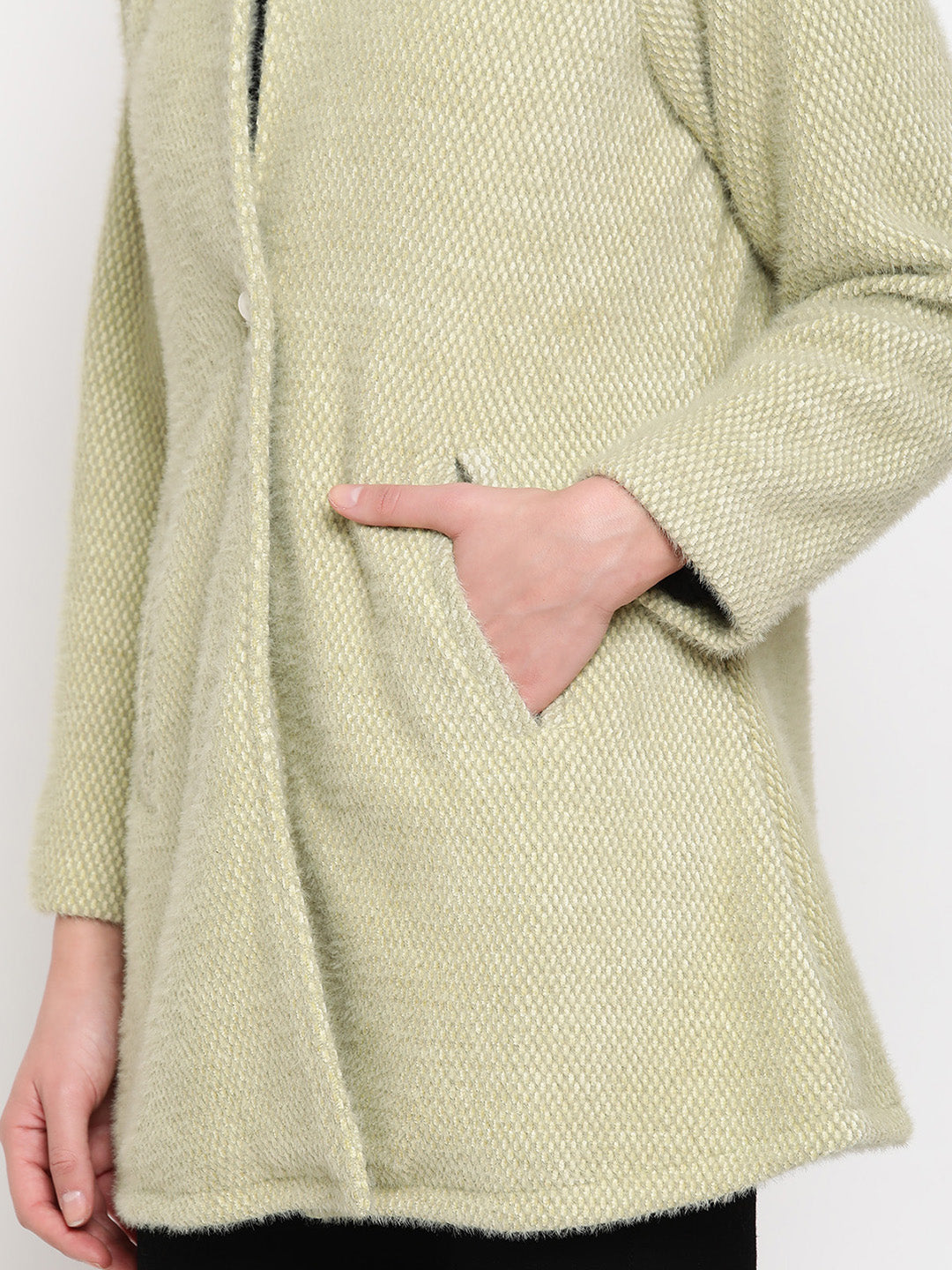 Be Indi Women Green Winter Overcoat