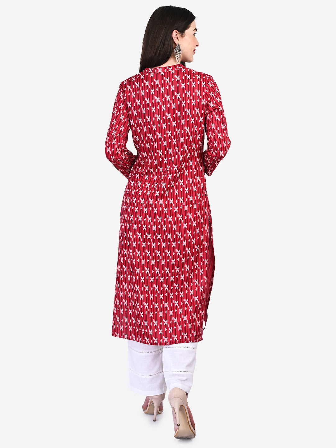 Be Indi Women Pink Geometric Printed Kurta