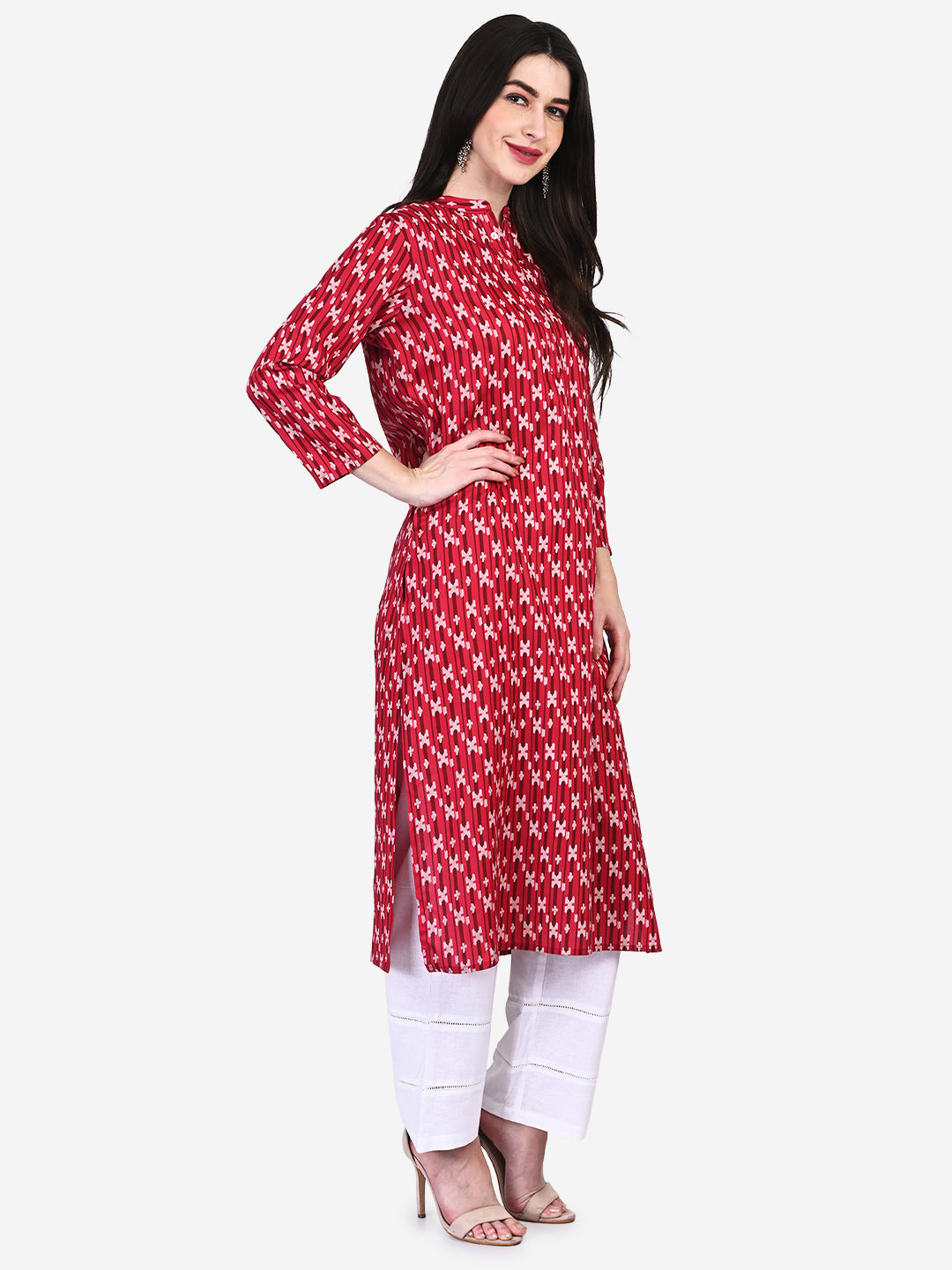 Be Indi Women Pink Geometric Printed Kurta