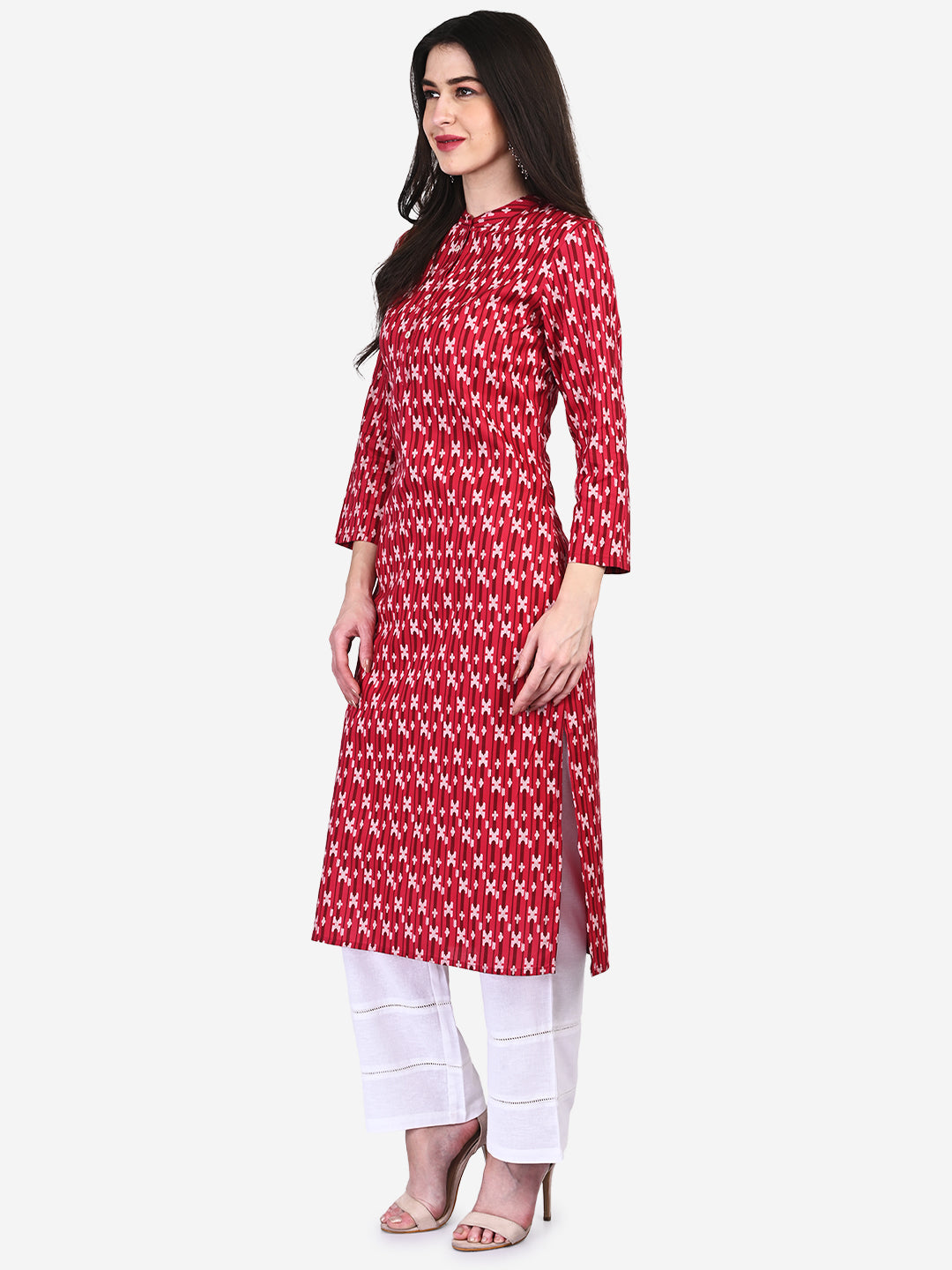 Be Indi Women Pink Geometric Printed Kurta