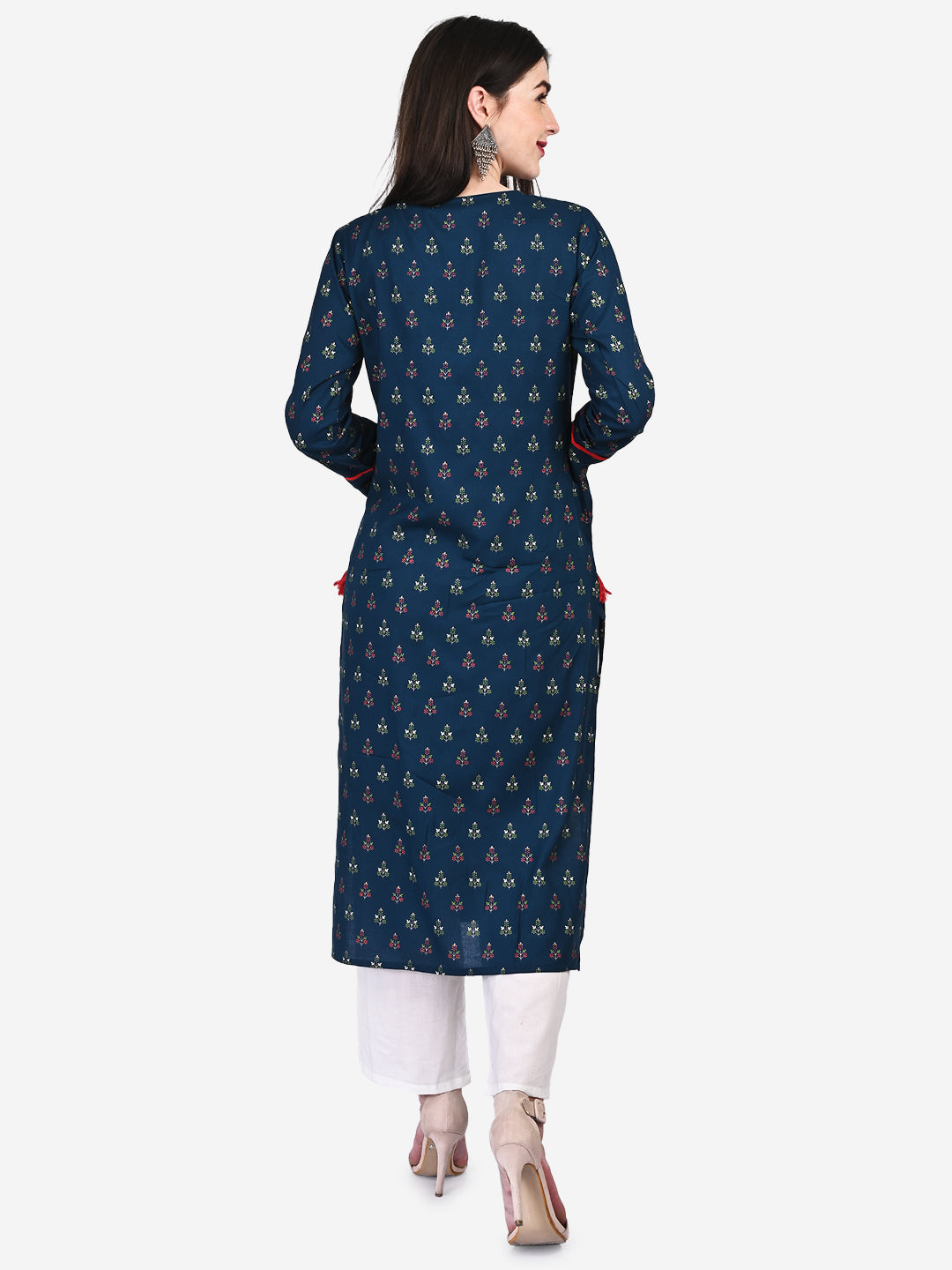 Be Indi Women Turquoise Blue Ethnic Motifs Printed Kurta