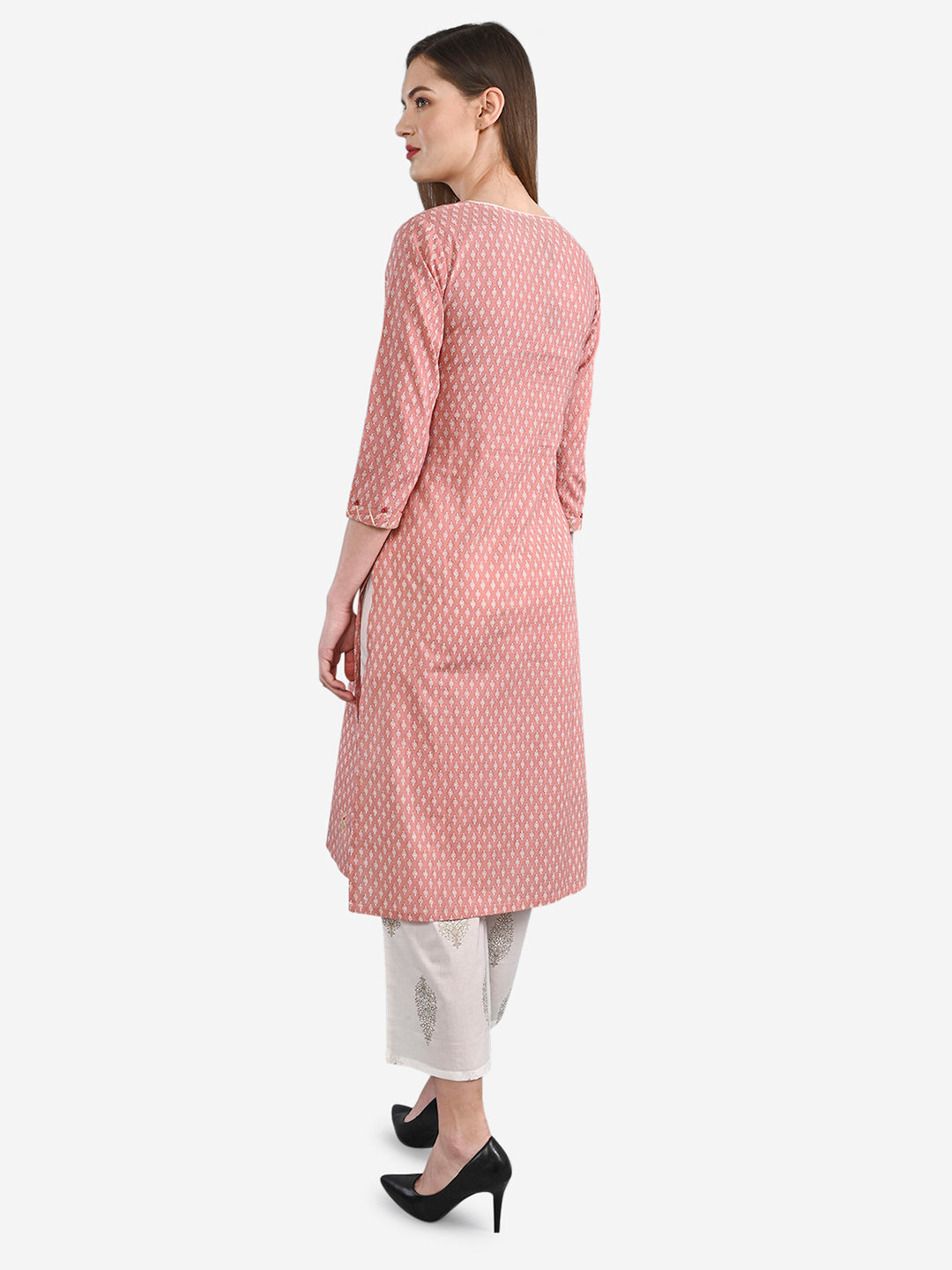 Be Indi Women Pink Printed Kurta with Palazzos