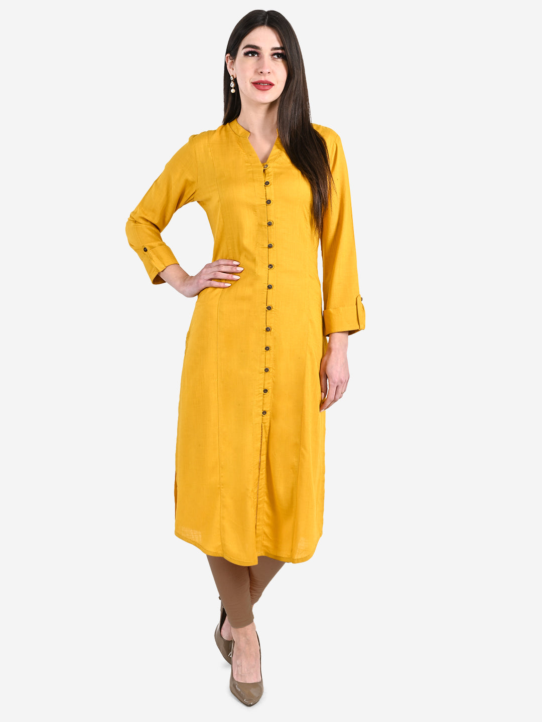 Be Indi Women Mustard Yellow Kurta