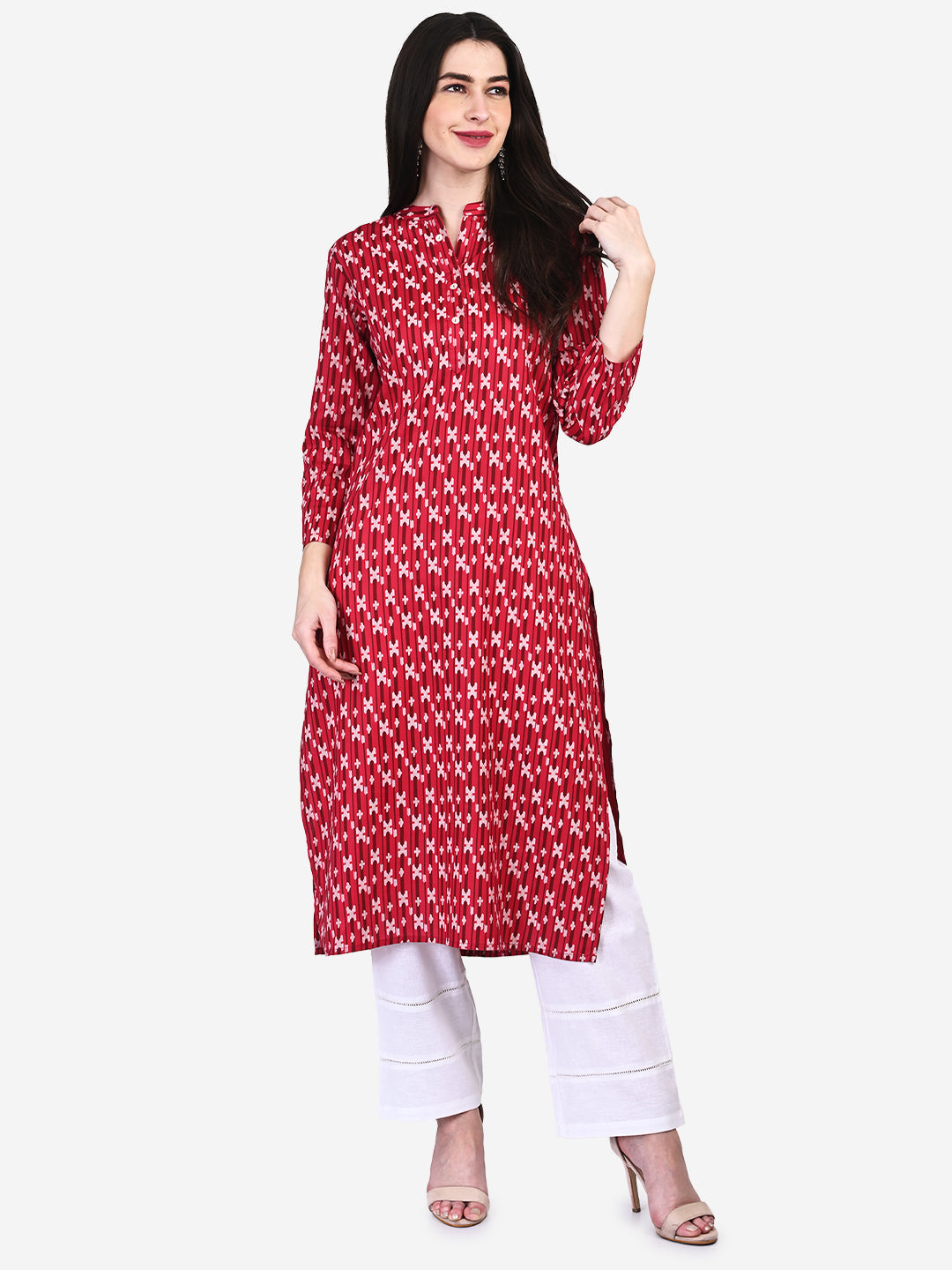 Be Indi Women Pink Geometric Printed Kurta