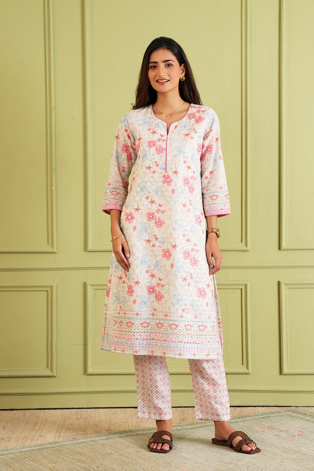 Blush Meadow Floral Kurta Set