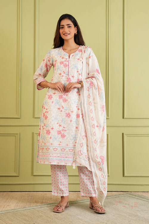 Blush Meadow Floral Kurta Set