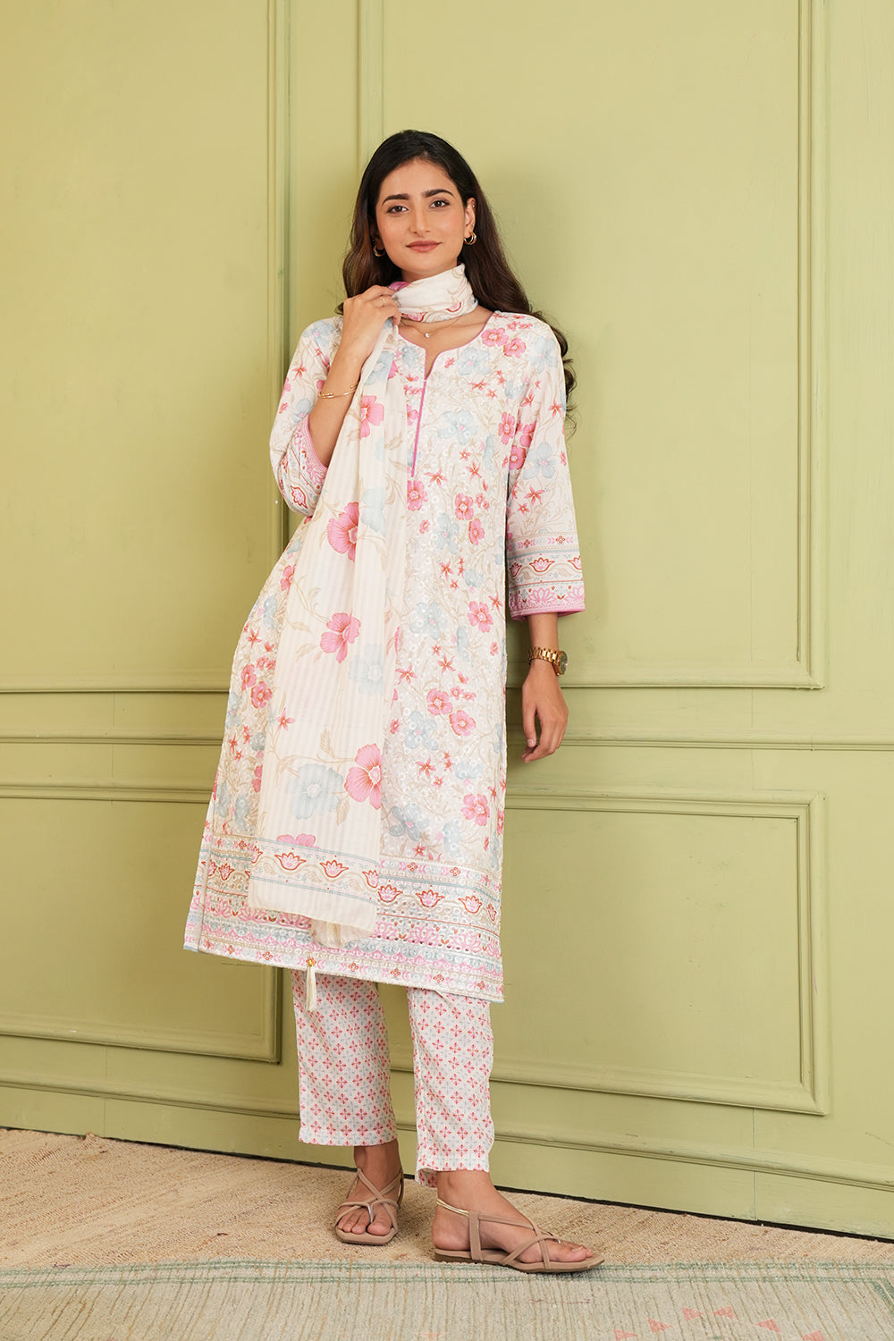 Blush Meadow Floral Kurta Set