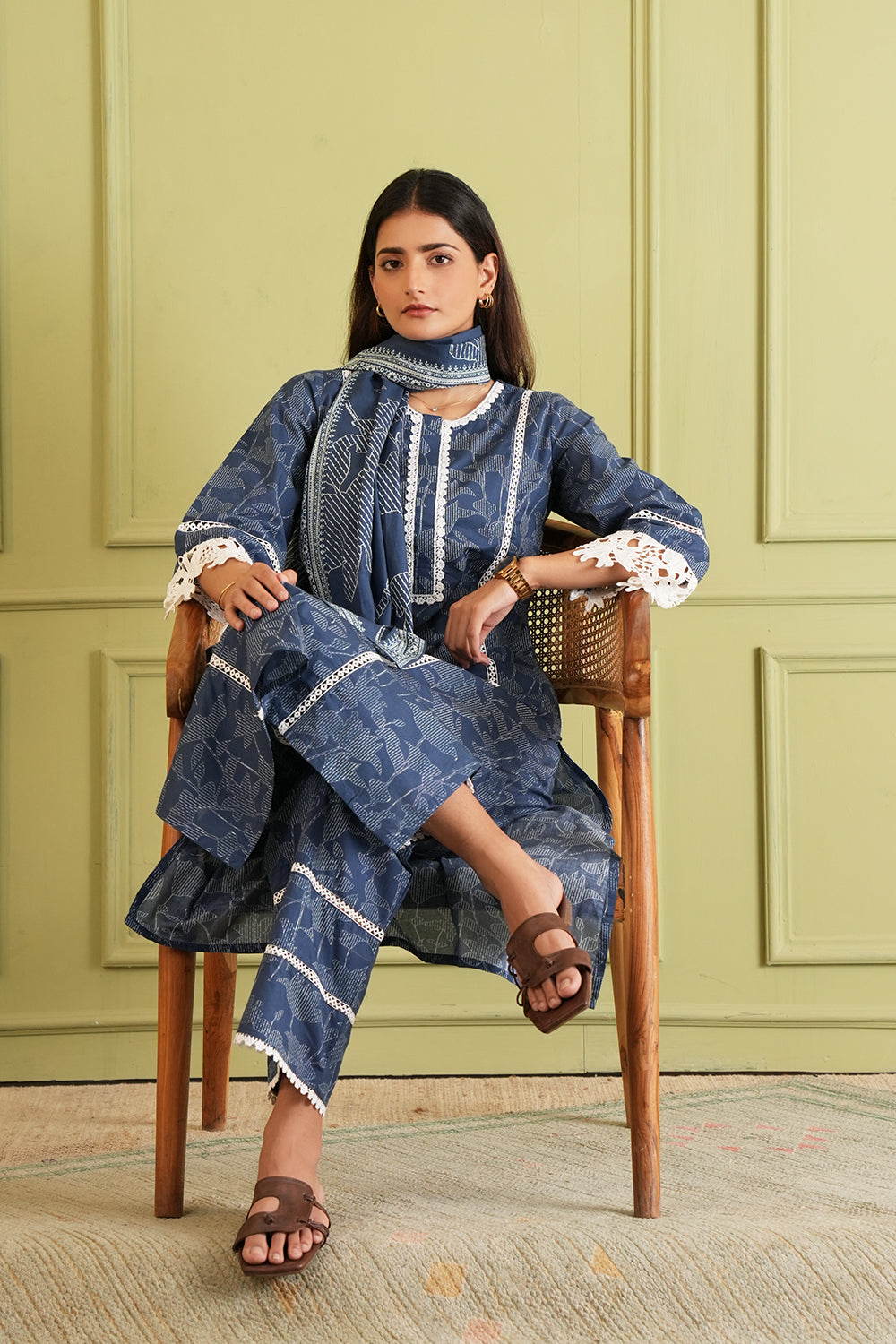 Indigo Fern Dupatta