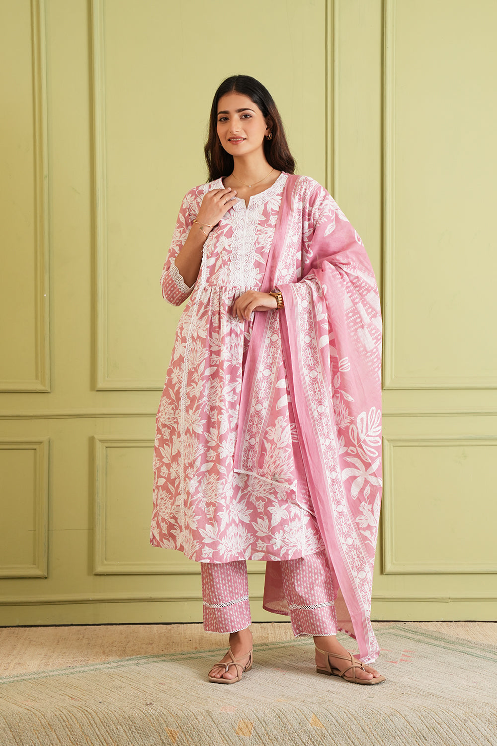 Rose Petal Floral Kurta Set