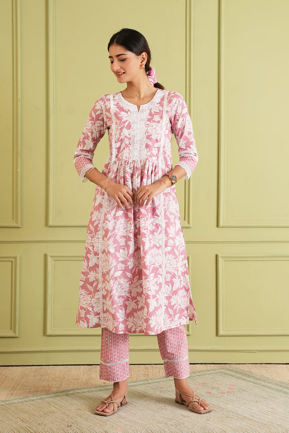 Rose Petal Floral Kurta Set