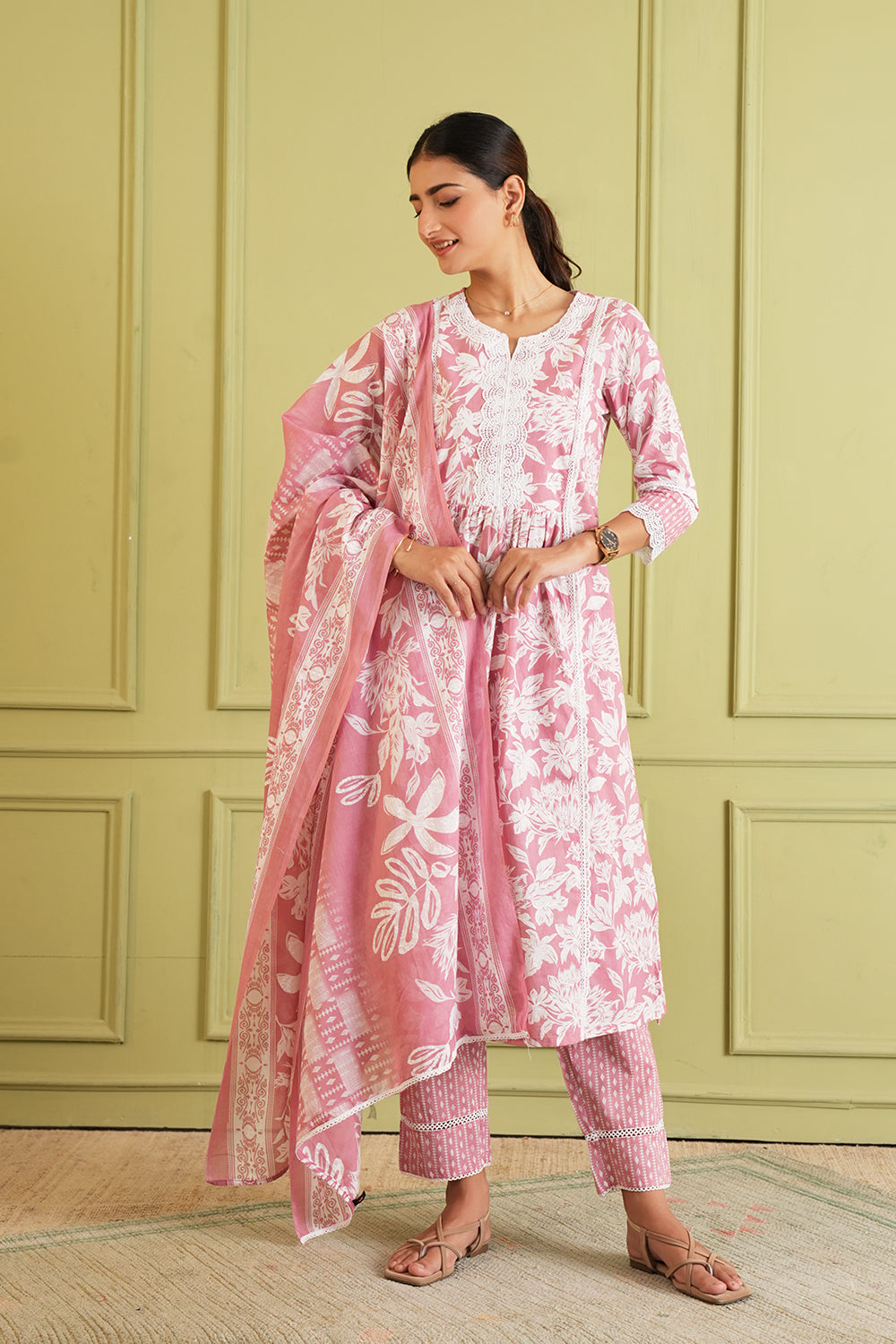 Rose Petal Floral Kurta Set