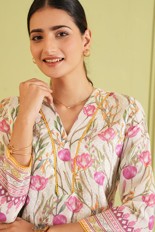 Blush Garden Kurta Set with Dupatta