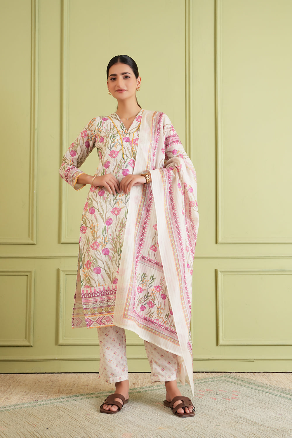 Blush Garden Kurta Set with Dupatta