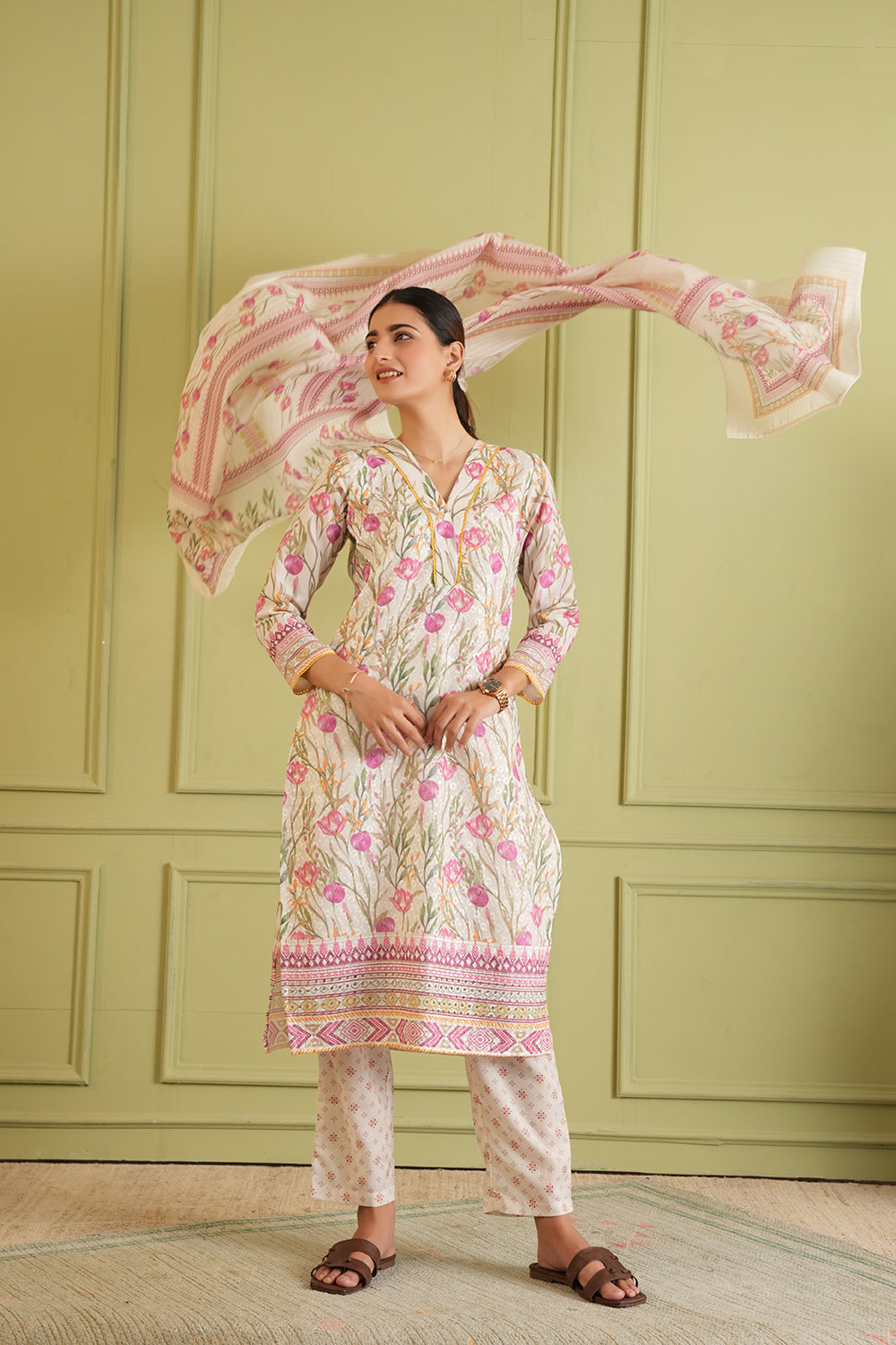 Blush Garden Kurta Set with Dupatta