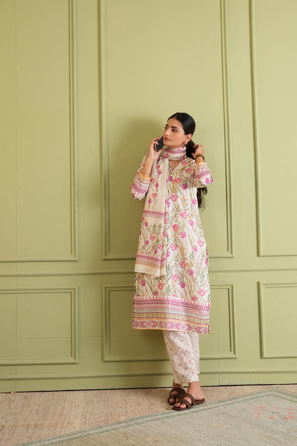 Blush Garden Kurta Set with Dupatta