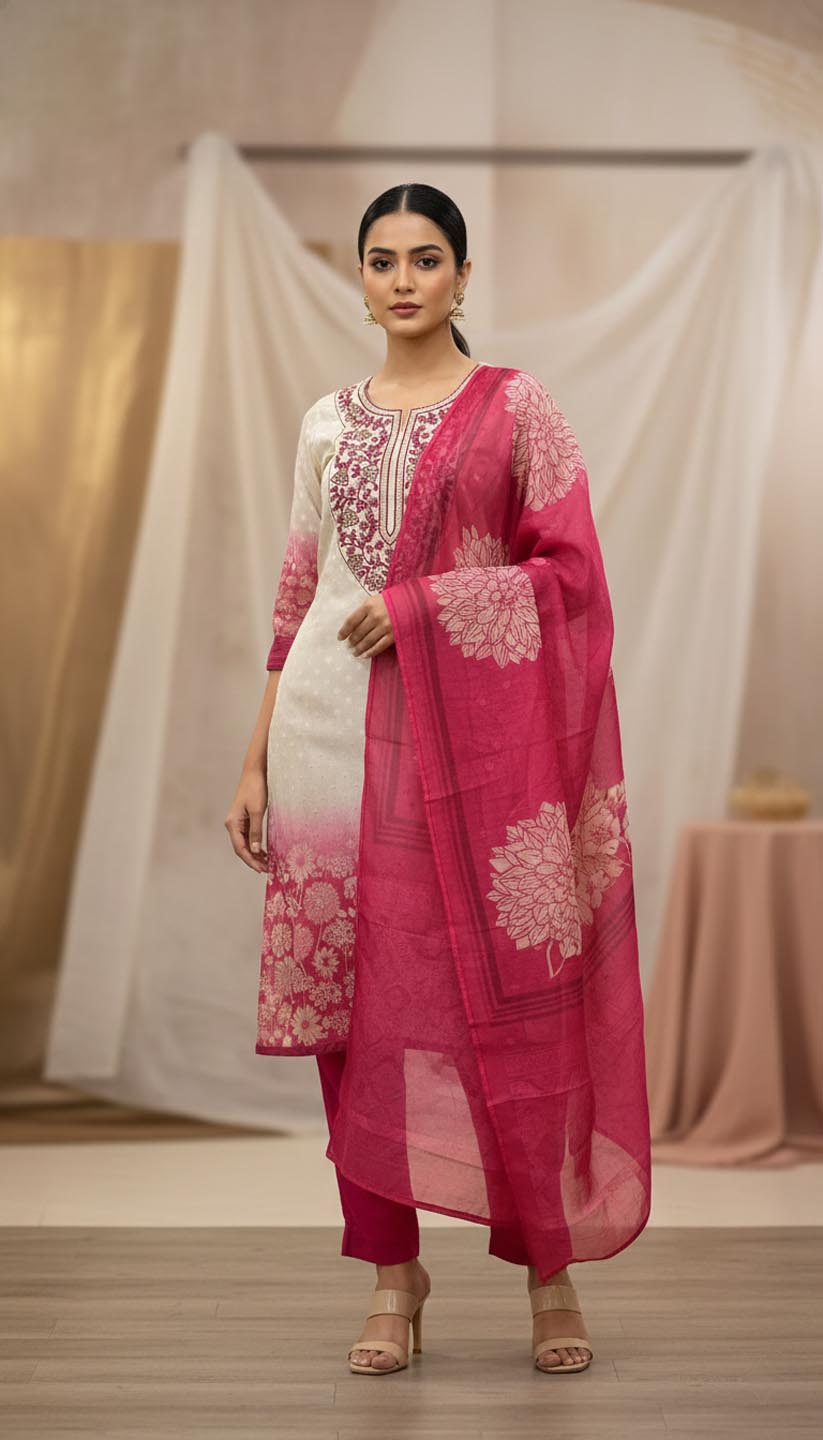 Elegant Ombre Kurta Set with Dupatta