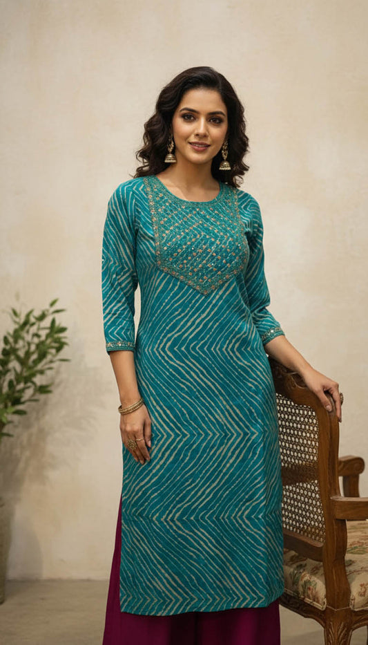Turquoise Blue Rayon Kurta