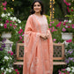 Orange  Embroidered Kurta with Pant & Dupatta Set