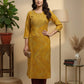Mustard Printed Rayon Kurta