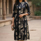 Black Rayon Printed A-Line Kurta