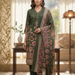 Elegant Olive Green Kurta Set with Floral Print Dupatta