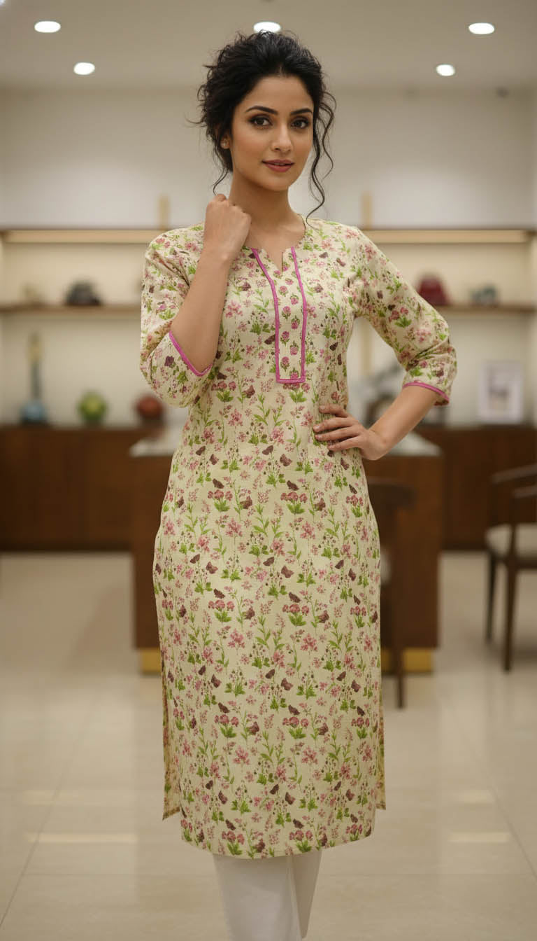 Floral Printed Cotton Kurta