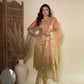 Beige Chanderi Silk Floral Jacquard Kurta Set with Dupatta