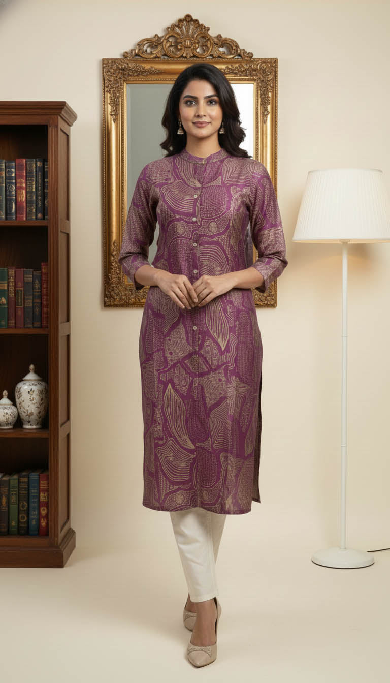 Purple Printed Kurta