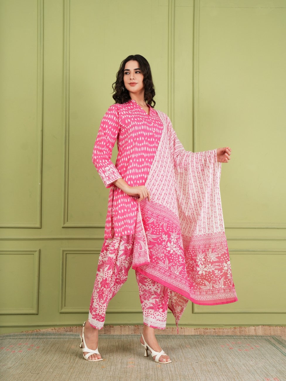 Fuchsia Bloom Cotton Suit Set