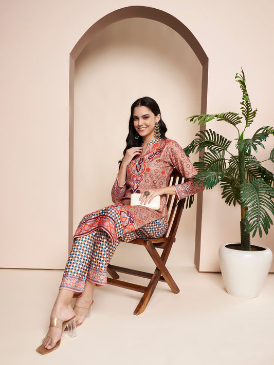 Winter Kurta Printed Handwork With Pant