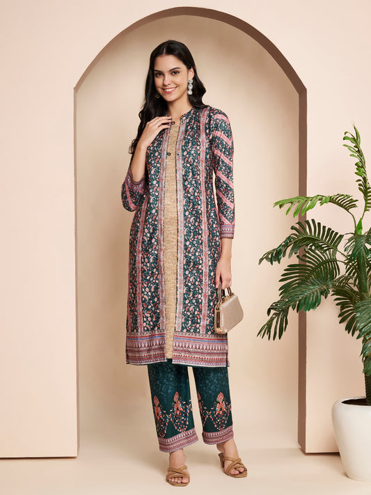 Winter Printed Handwork Kurta With Pant
