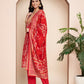 Fuchsia Embroidered Kurta With Pant & Dupatta