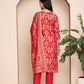 Fuchsia Embroidered Kurta With Pant & Dupatta