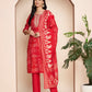 Fuchsia Embroidered Kurta Set with Pant & Dupatta