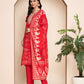 Fuchsia Embroidered Kurta Set with Pant & Dupatta