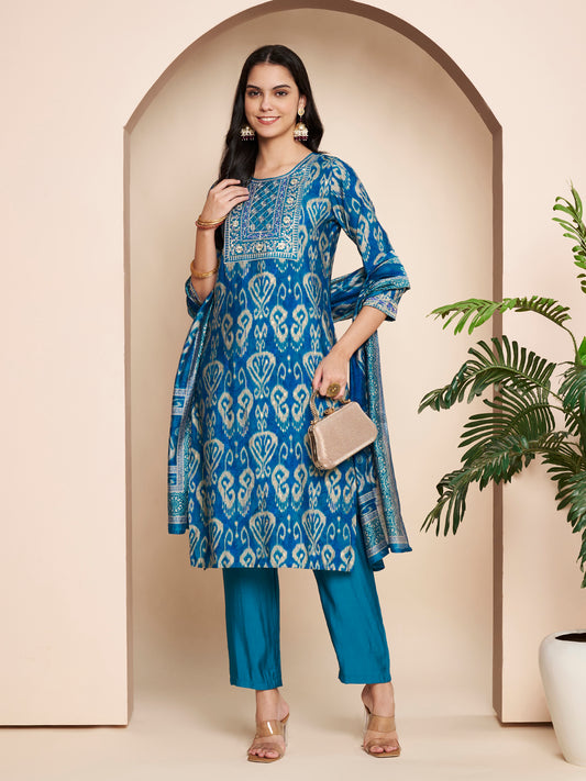 Elegant Embroidered Kurta Set with Pant & Dupatta